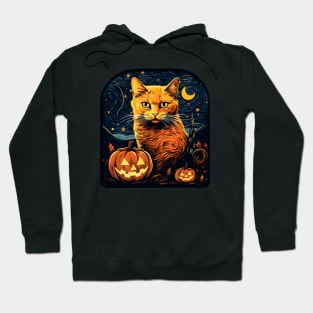 Starry Night Halloween Cat Hoodie